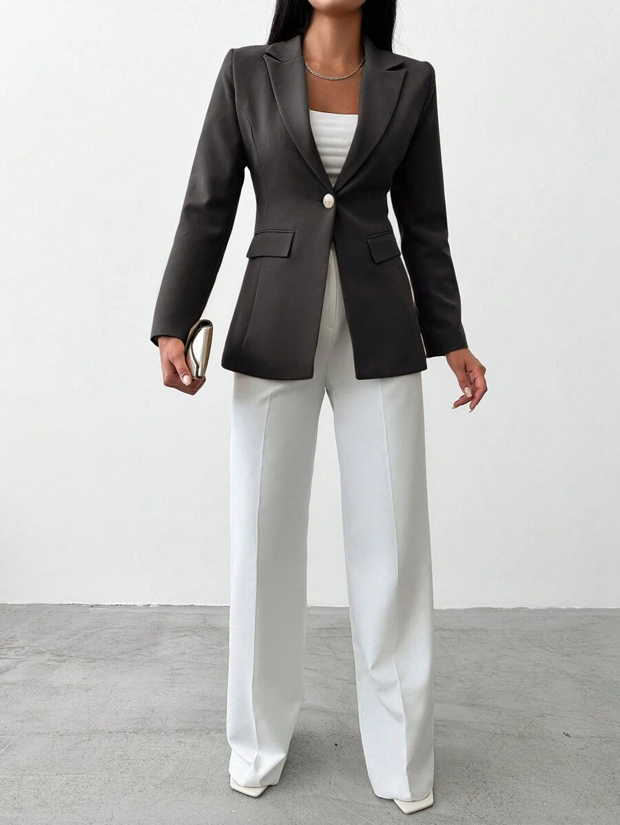 Women's Blazer with Notched Collar and Single Button - Limited Edition Autumn 2025