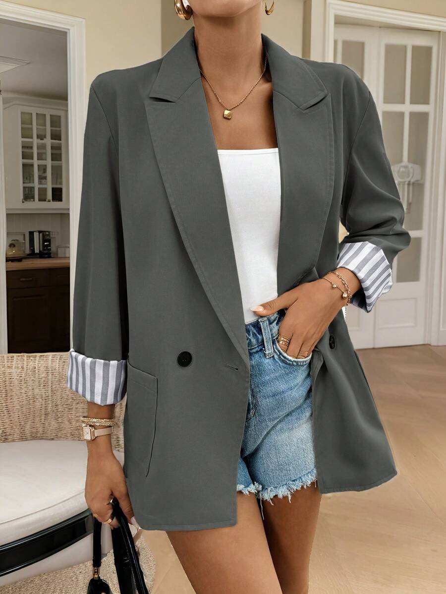 Women's Striped Blazer with Buttons & Chic Lapels - Limited Edition Autumn 2025