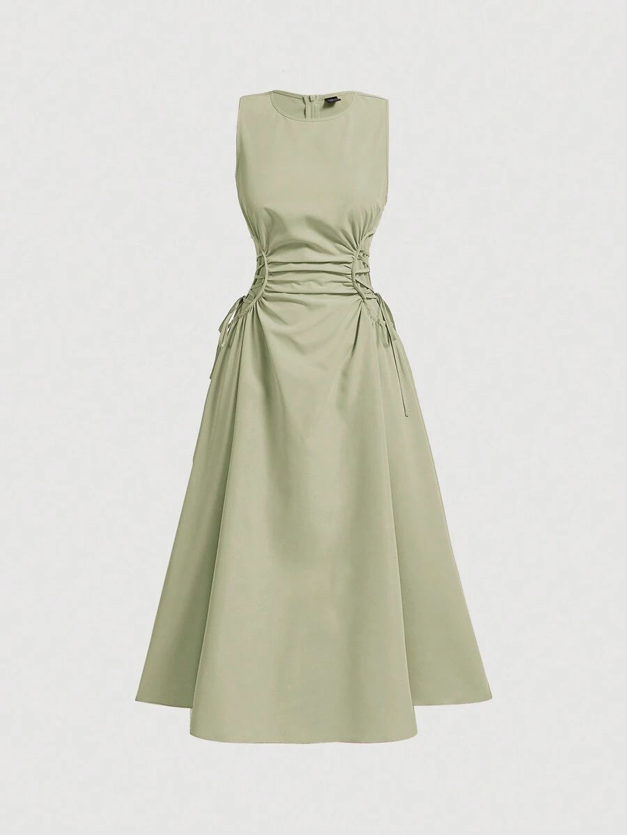 Solid Color Long Ruffled Dress - Date/Night Style