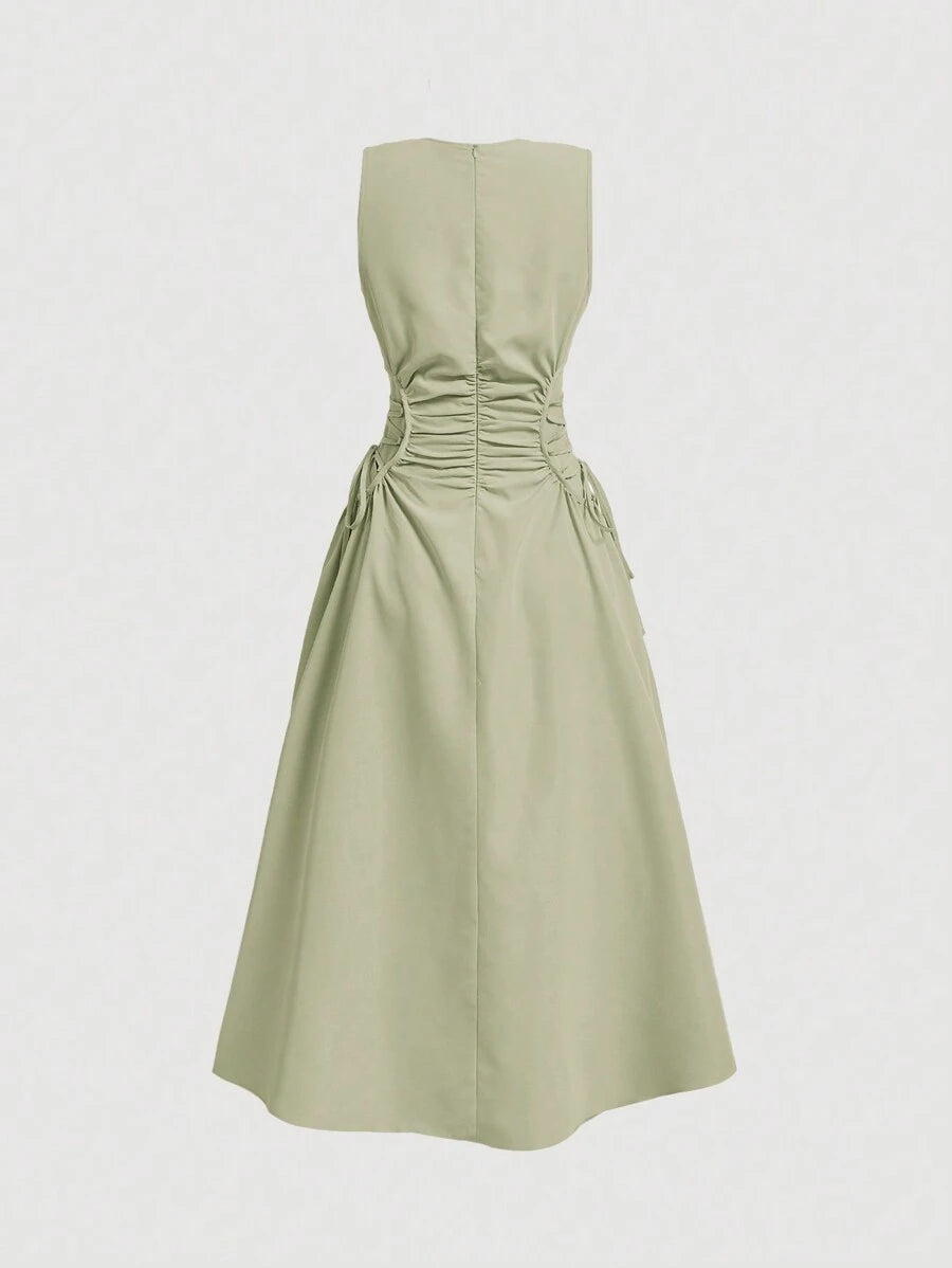 Solid Color Long Ruffled Dress - Date/Night Style