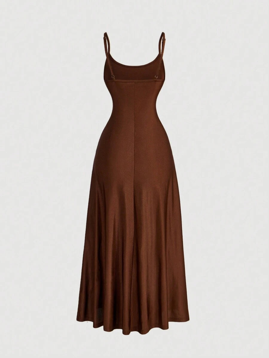 Elegant Solid Color Flared Cami Dress