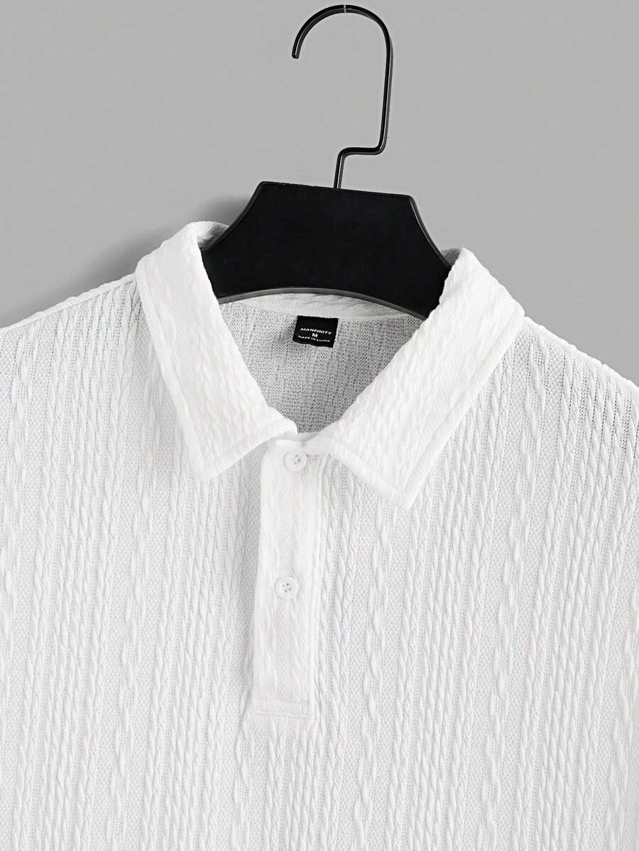 Men's Fine Knit Polo Shirt with Straight Shoulders