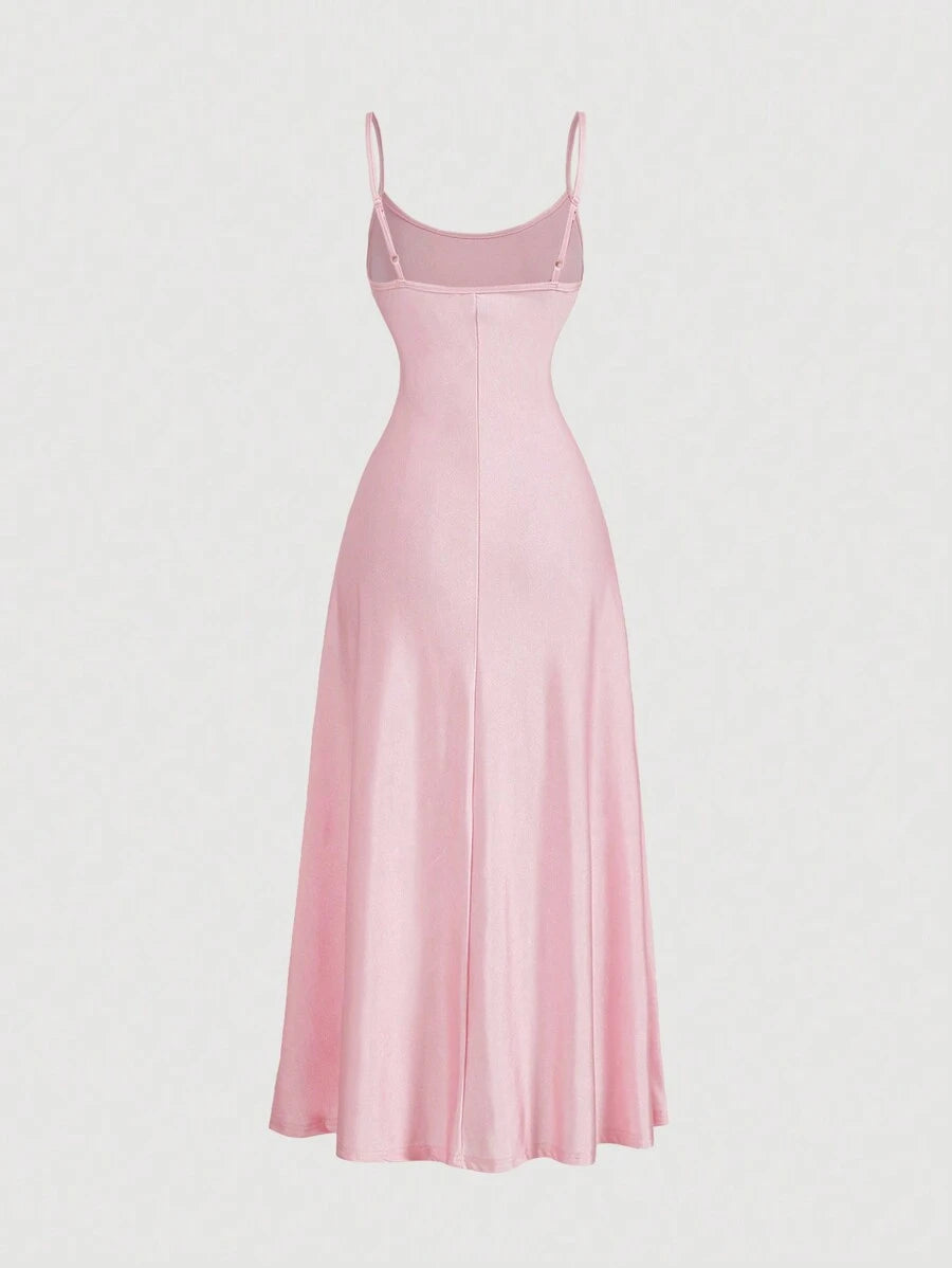 Elegant Solid Color Flared Cami Dress