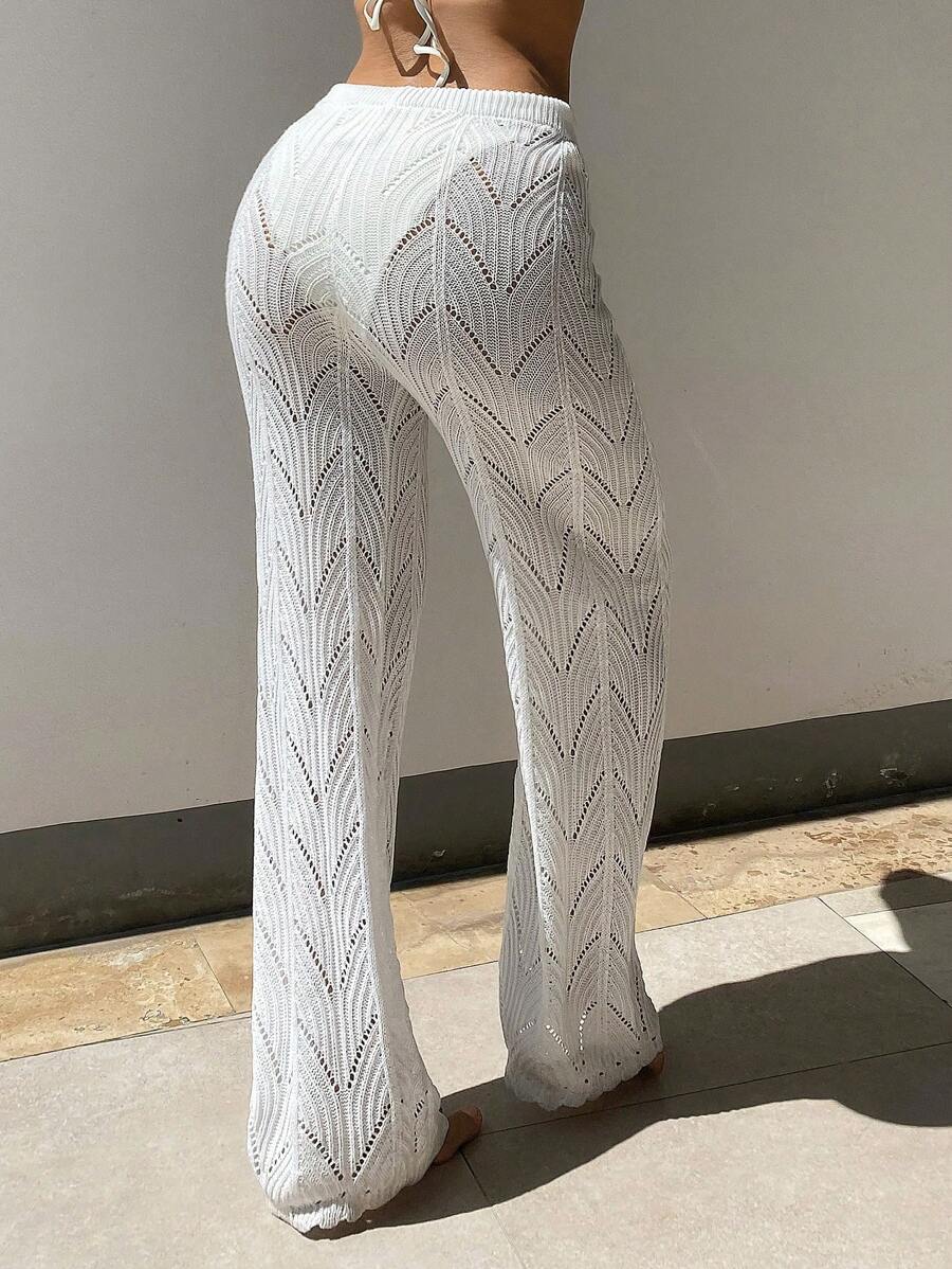 Swim Zomerse Pointelle gebreide cover-up breek met trekkoord