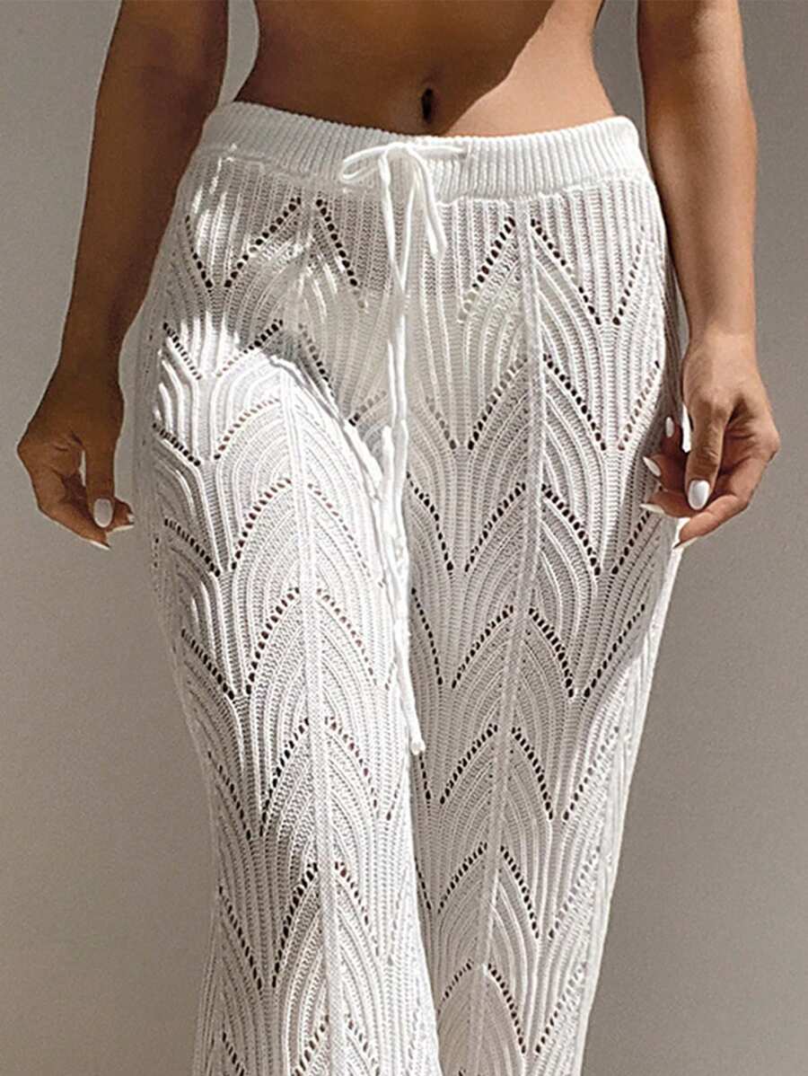 Swim Zomerse Pointelle gebreide cover-up breek met trekkoord