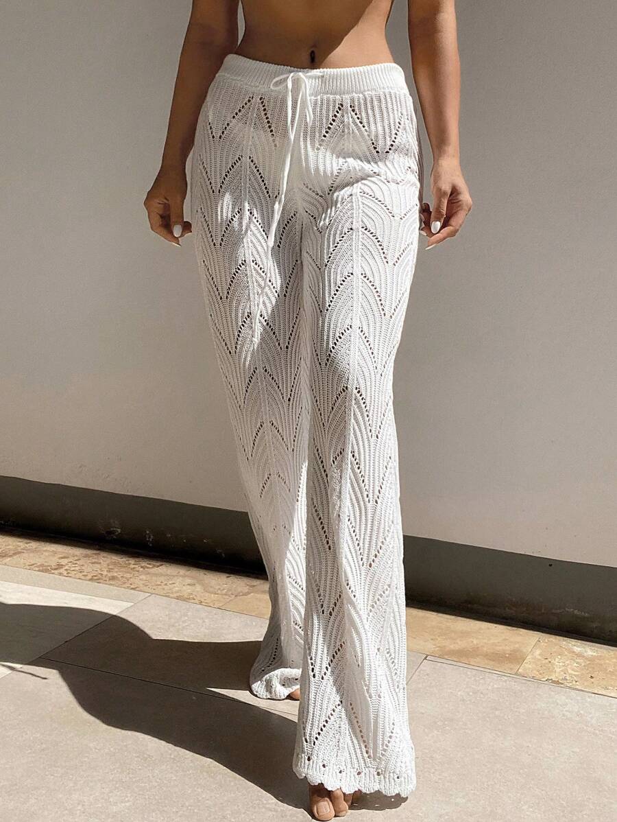 Swim Zomerse Pointelle gebreide cover-up breek met trekkoord