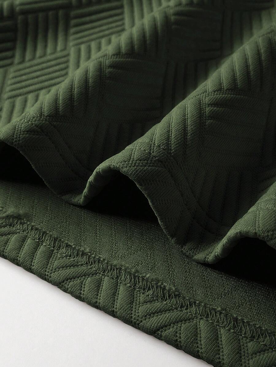 Men's Casual Plain Long Sleeve Polo Shirt