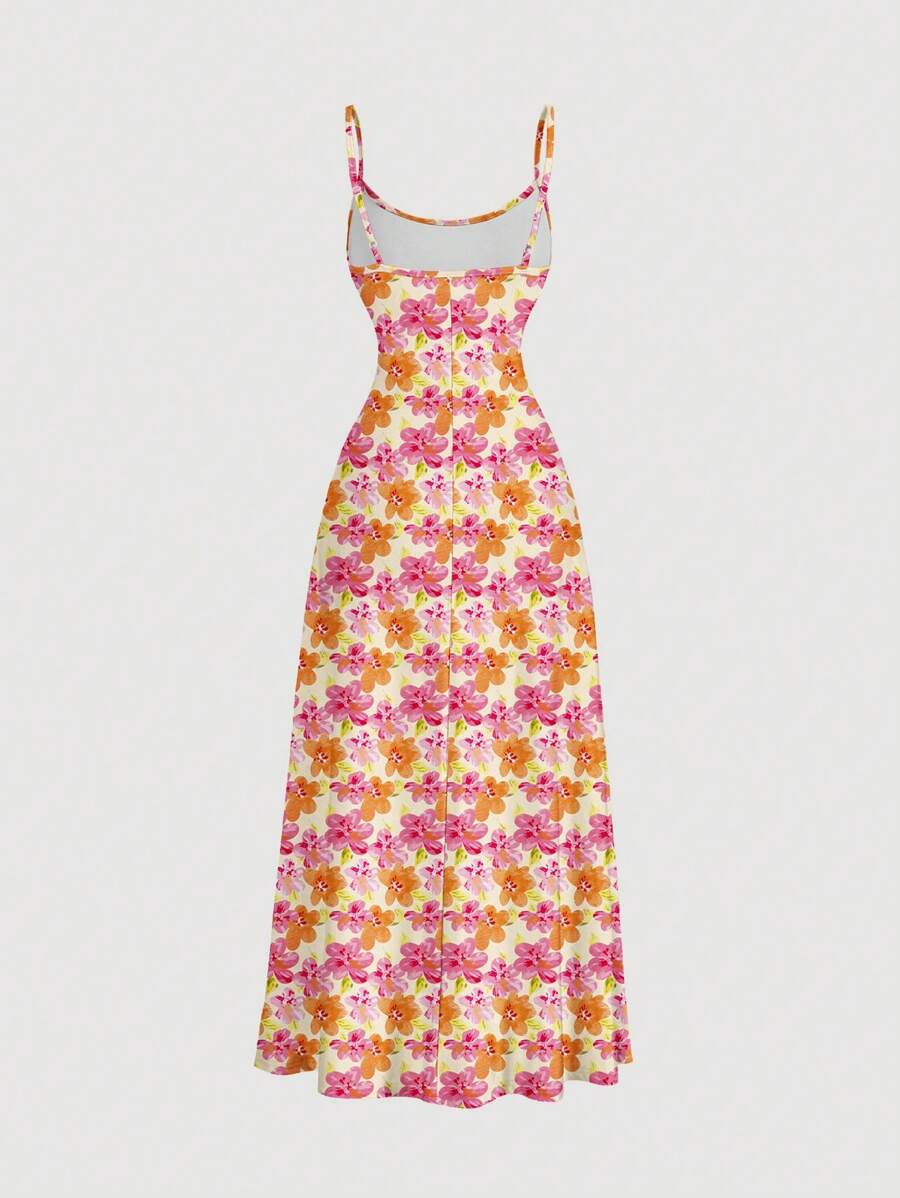 Elegant Solid Color Flared Cami Dress