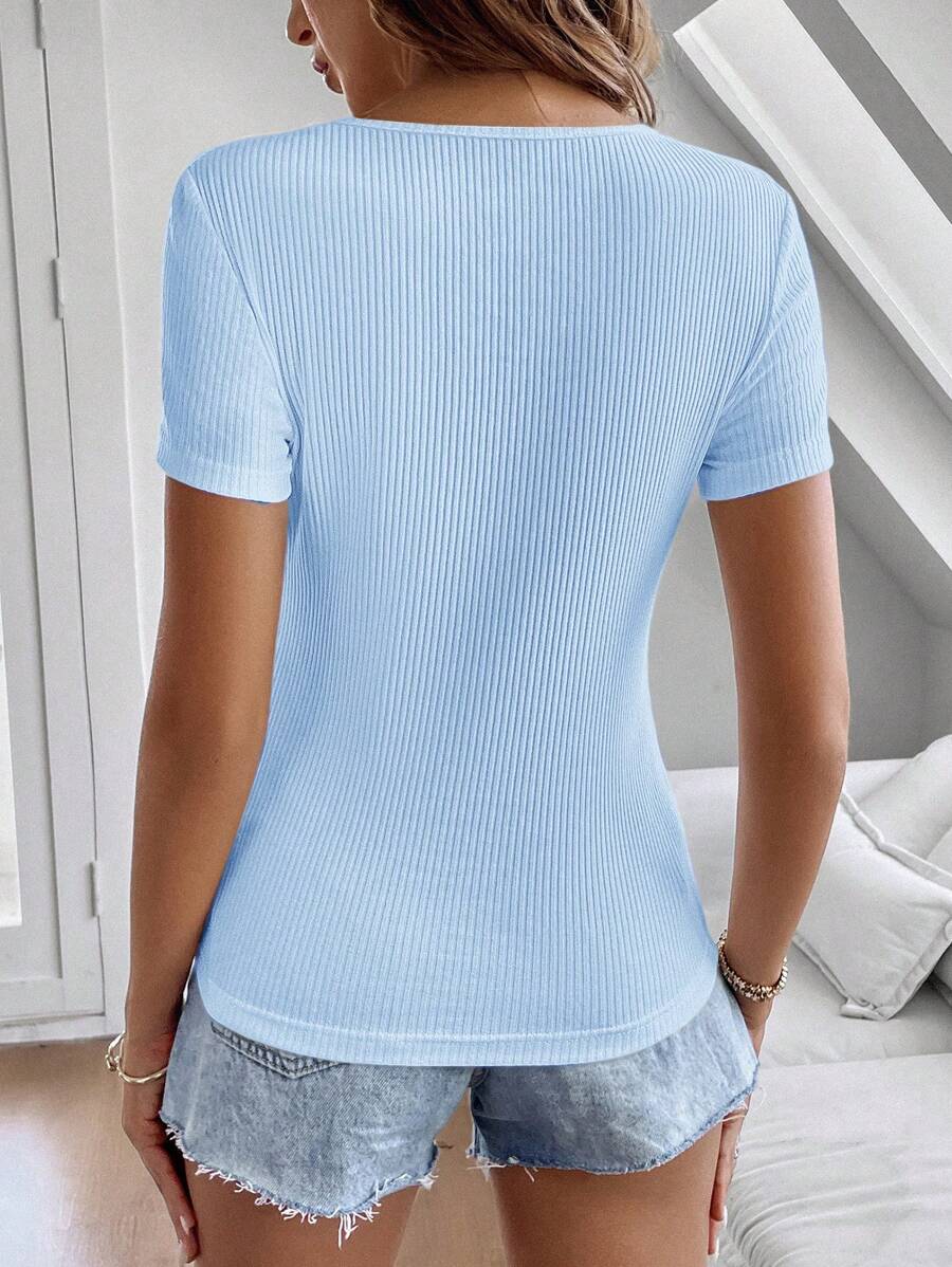 Clasi Ladies round hals eenvoudig mode korte mouw T-shirt, geschikt voor de zomer