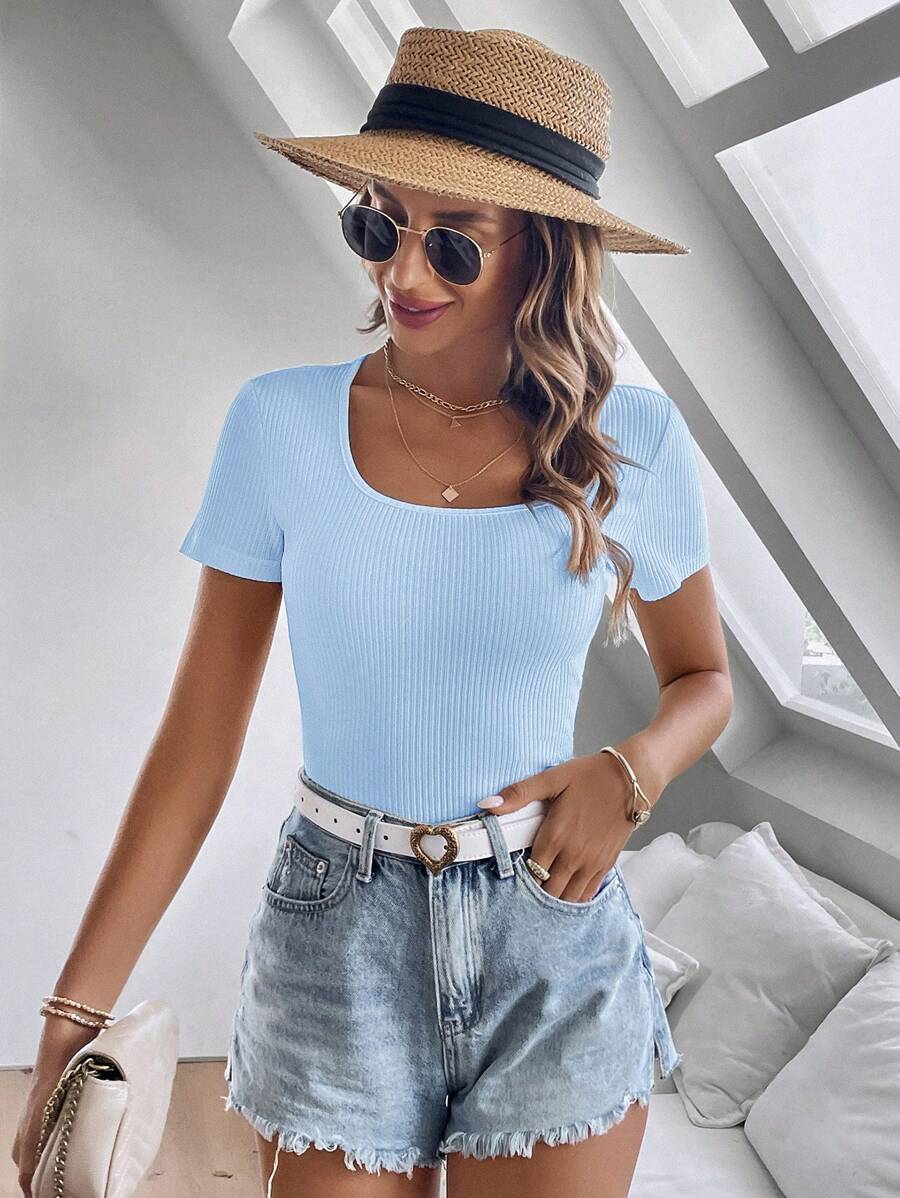 Clasi Ladies round hals eenvoudig mode korte mouw T-shirt, geschikt voor de zomer