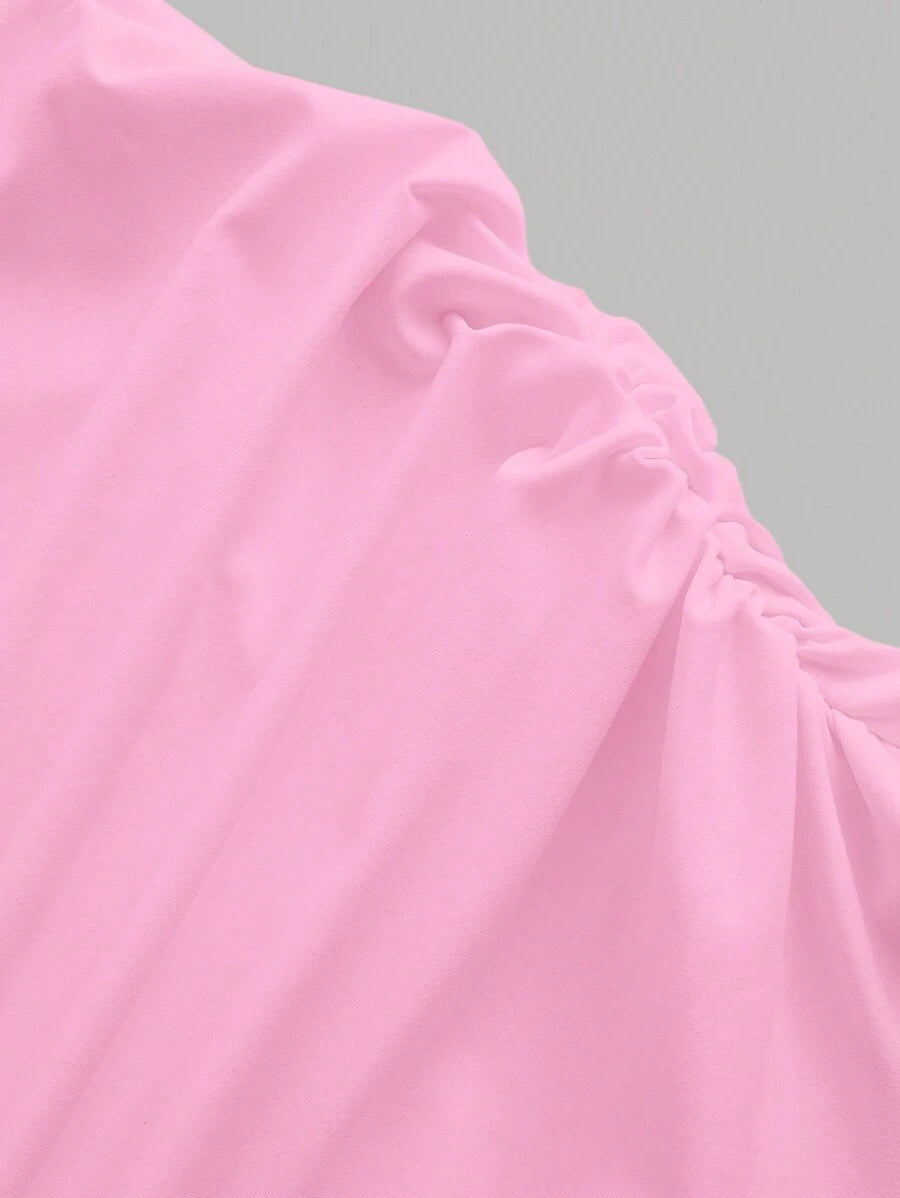 Summery Plain tank Dress with Gathered Waist