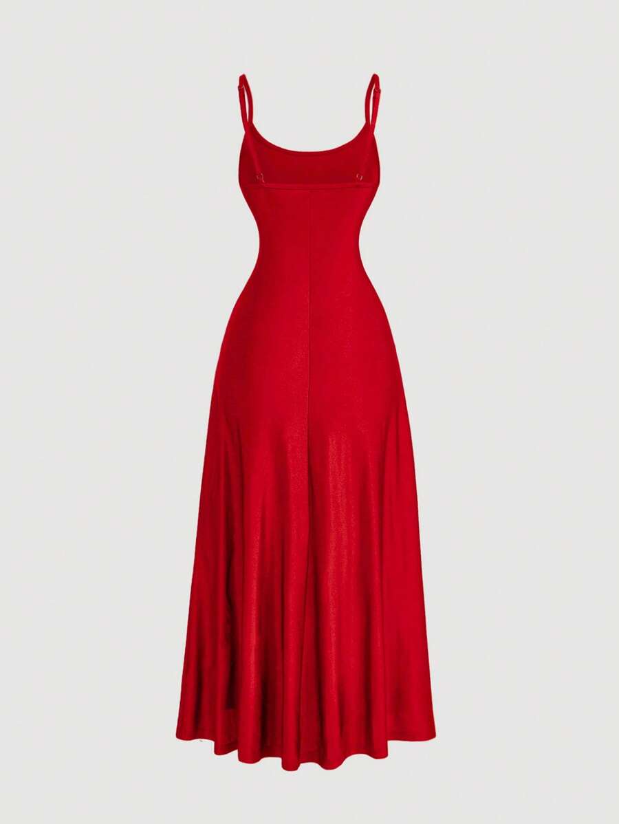 Elegant Solid Color Flared Cami Dress