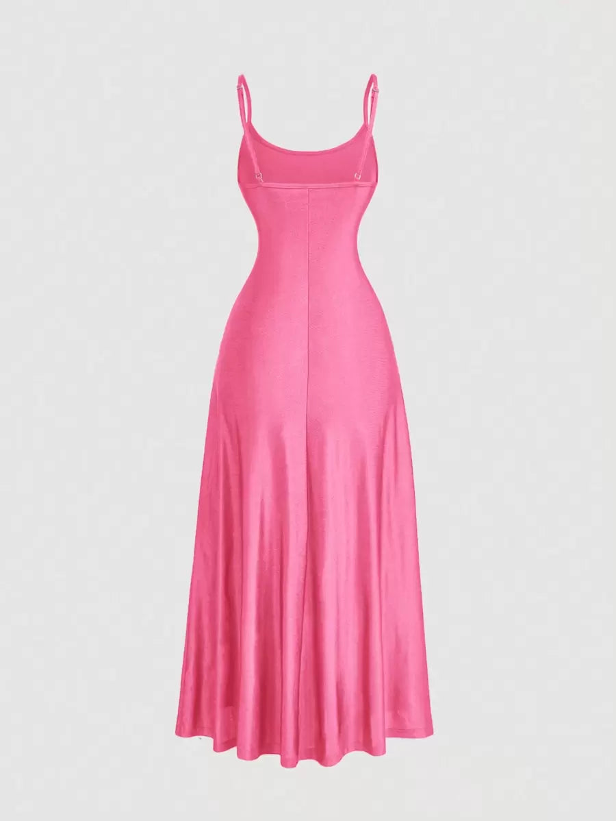 Elegant Solid Color Flared Cami Dress