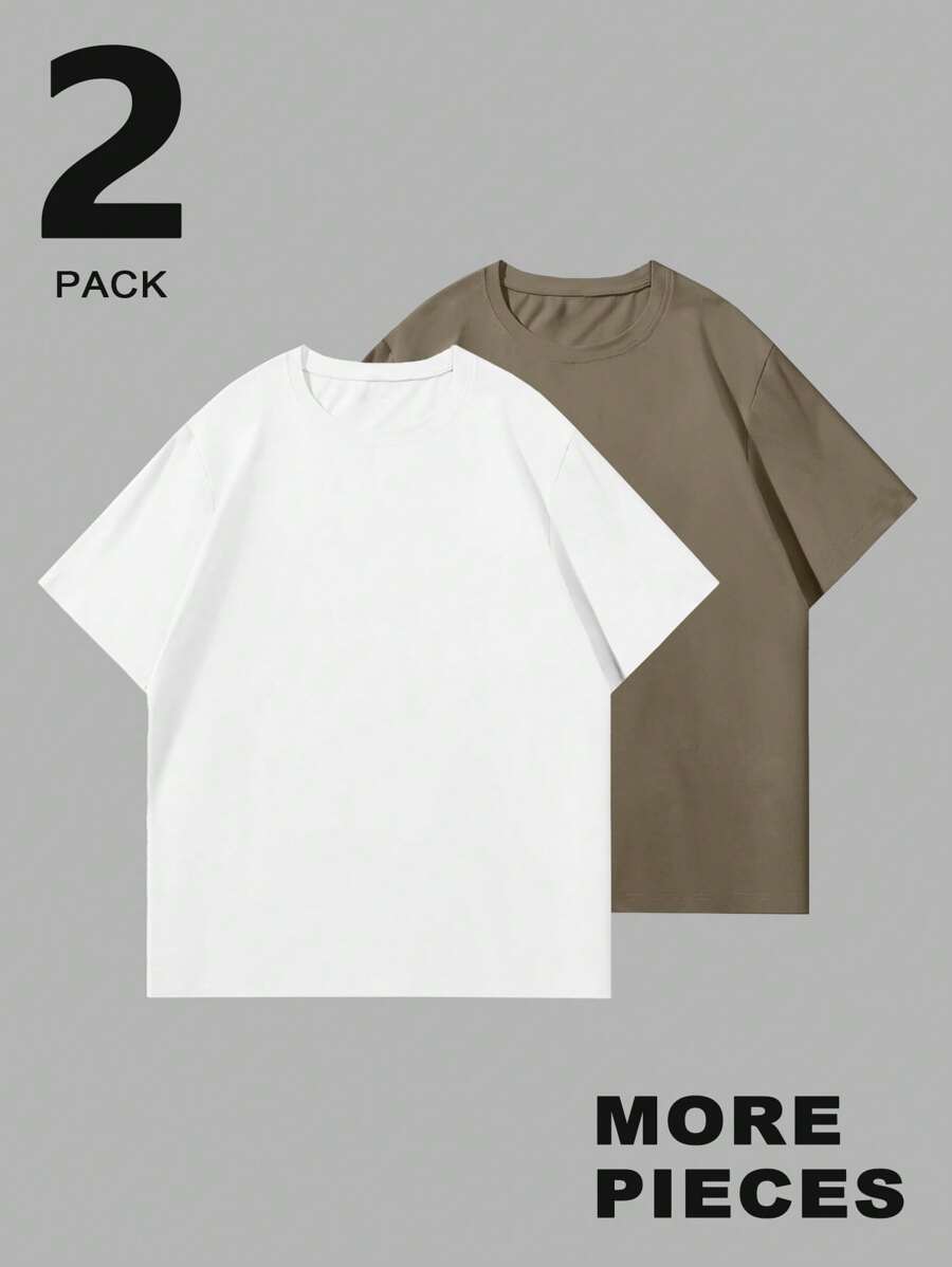Men's Plain T-shirt with Round Neck and Short Sleeves
