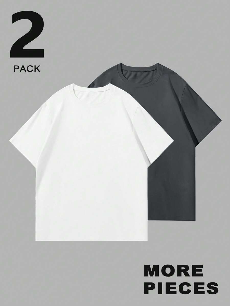 Men's Plain T-shirt with Round Neck and Short Sleeves