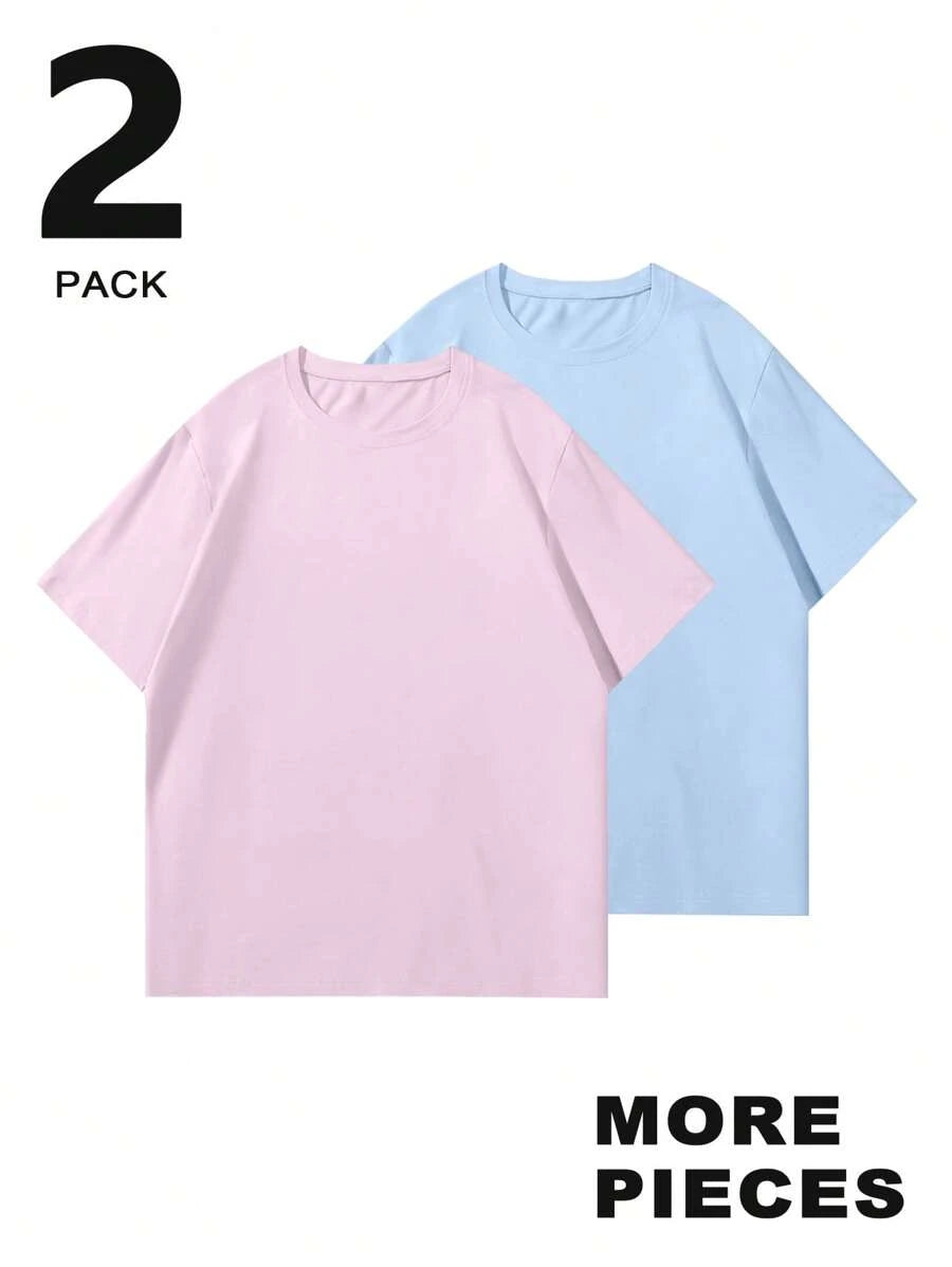 Men's Plain T-shirt with Round Neck and Short Sleeves