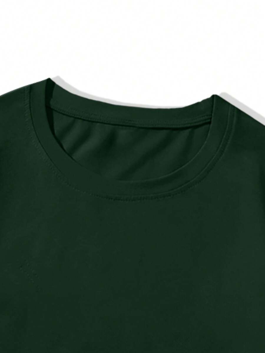 Men's Plain T-shirt with Round Neck and Short Sleeves