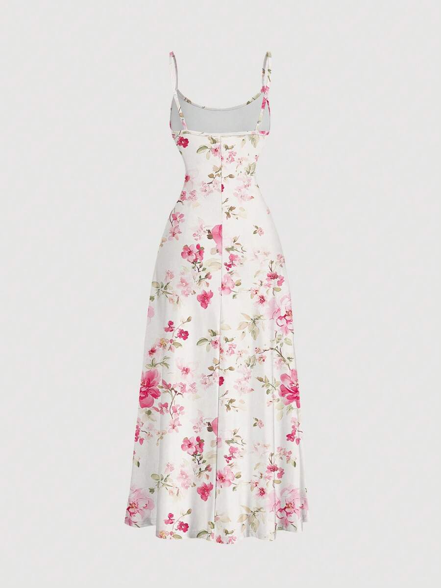 Elegant Solid Color Flared Cami Dress