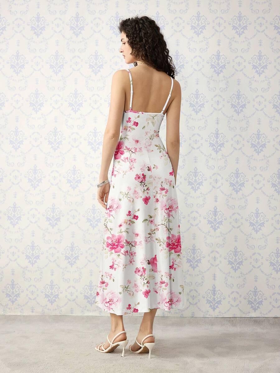 Elegant Solid Color Flared Cami Dress