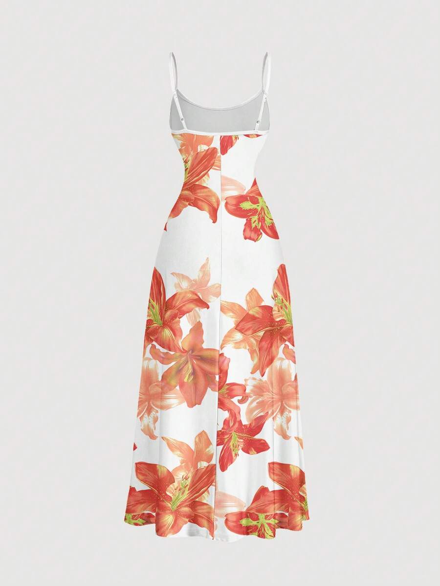 Elegant Solid Color Flared Cami Dress