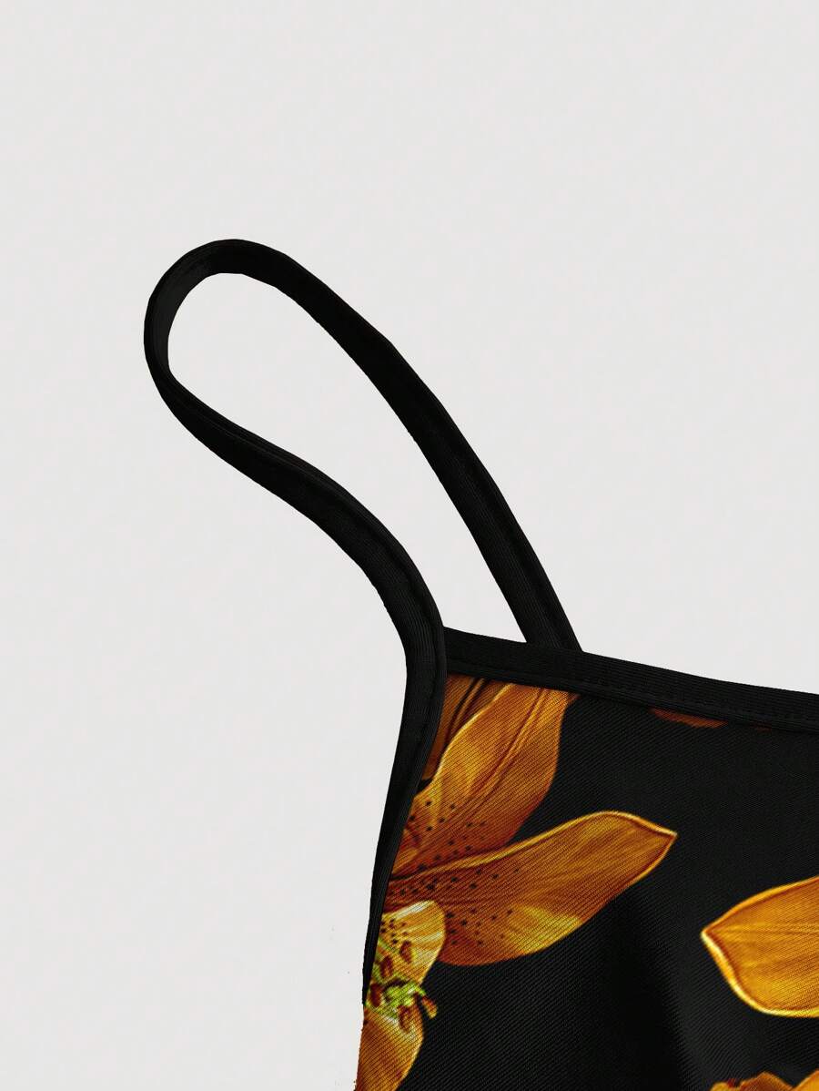 Elegant Solid Color Flared Cami Dress