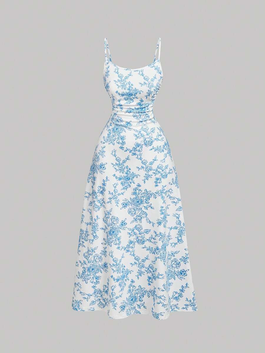 Elegant Solid Color Flared Cami Dress