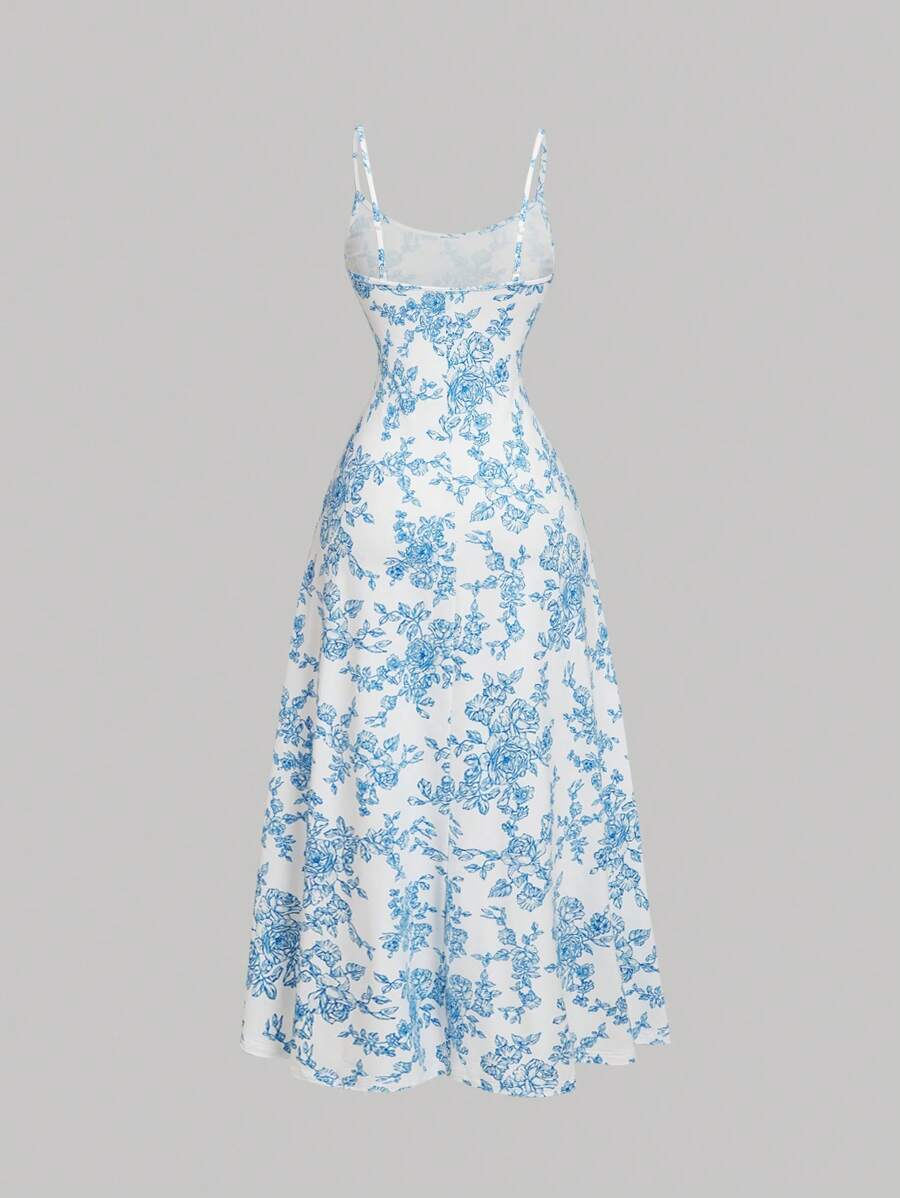 Elegant Solid Color Flared Cami Dress