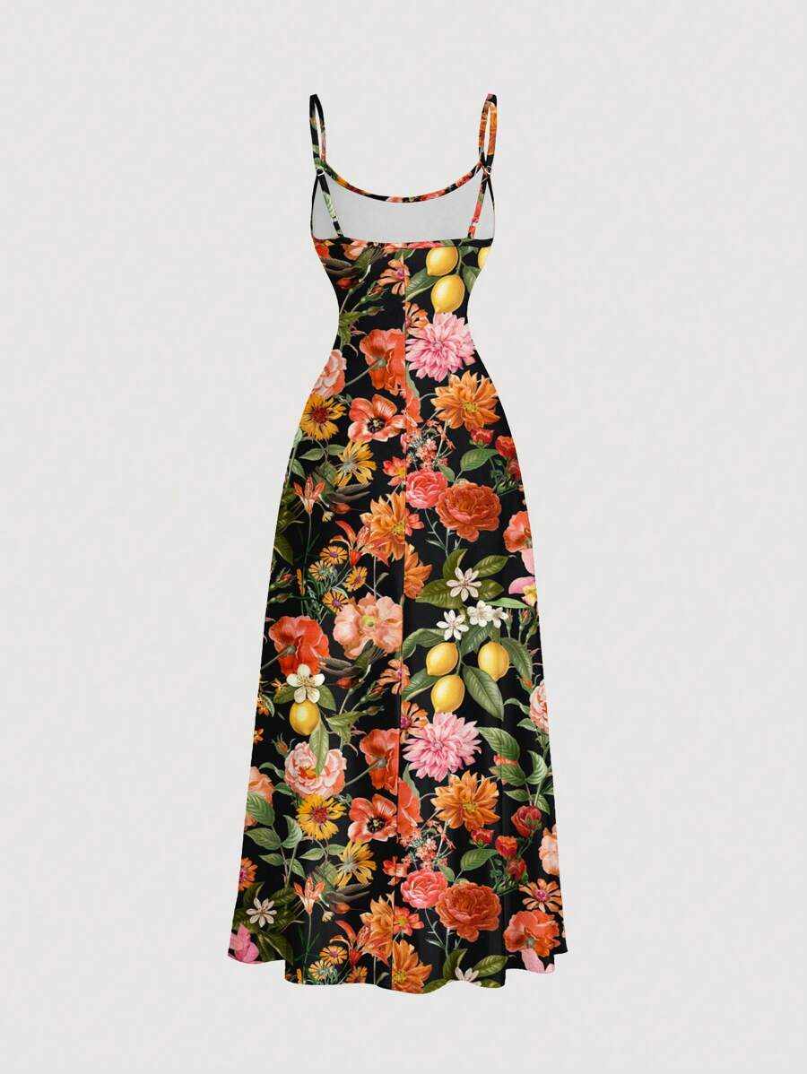 Elegant Solid Color Flared Cami Dress