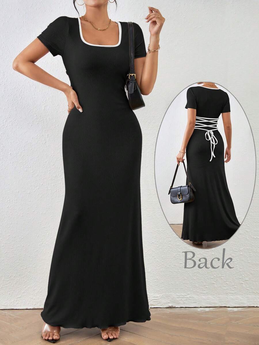 Clasi Relaxiva Elegant Square Neck Dress