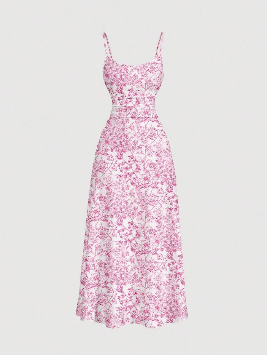 Elegant Solid Color Flared Cami Dress