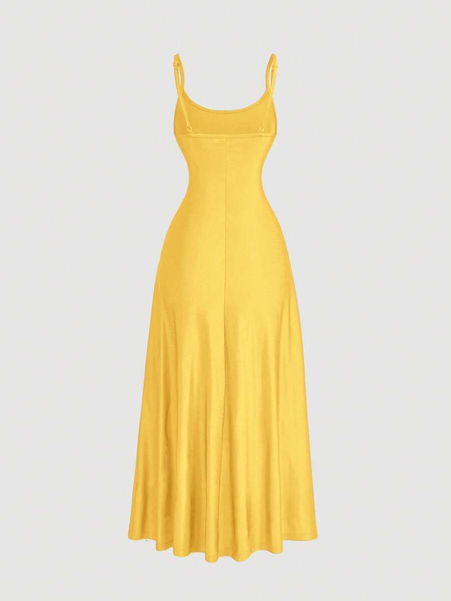 Elegant Solid Color Flared Cami Dress