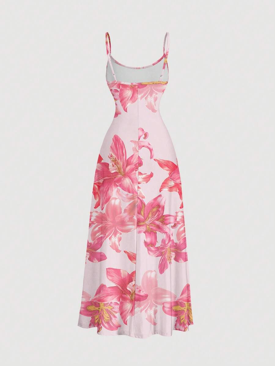 Elegant Solid Color Flared Cami Dress