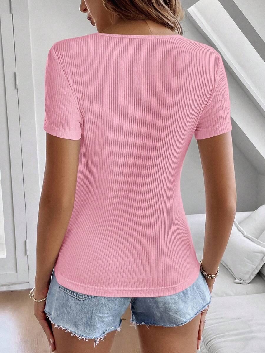 Clasi Ladies round hals eenvoudig mode korte mouw T-shirt, geschikt voor de zomer