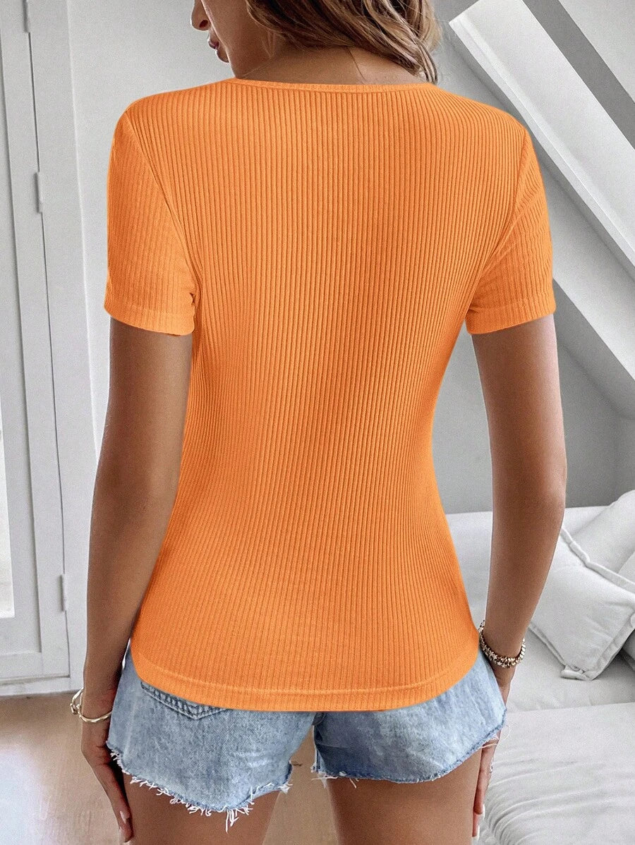 Clasi Ladies round hals eenvoudig mode korte mouw T-shirt, geschikt voor de zomer