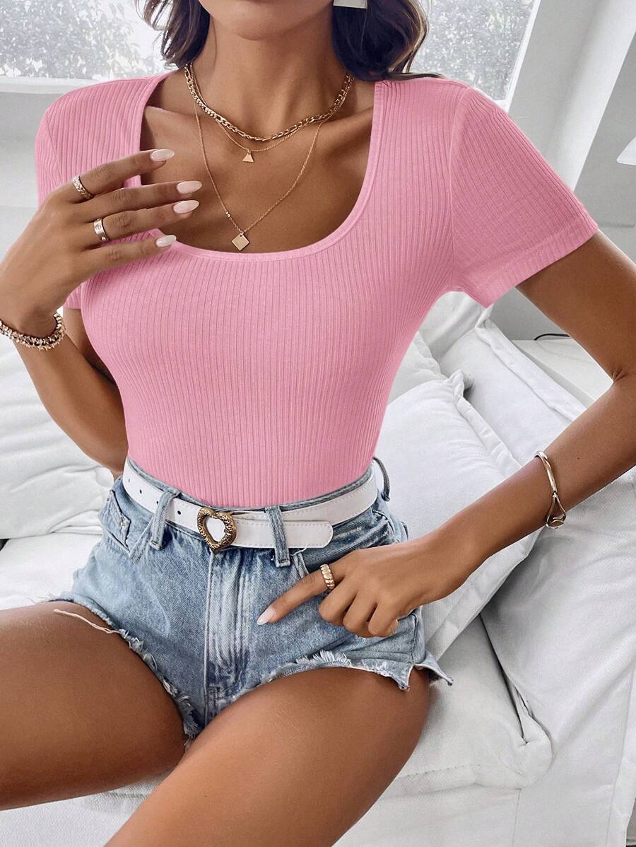 Clasi Ladies round hals eenvoudig mode korte mouw T-shirt, geschikt voor de zomer