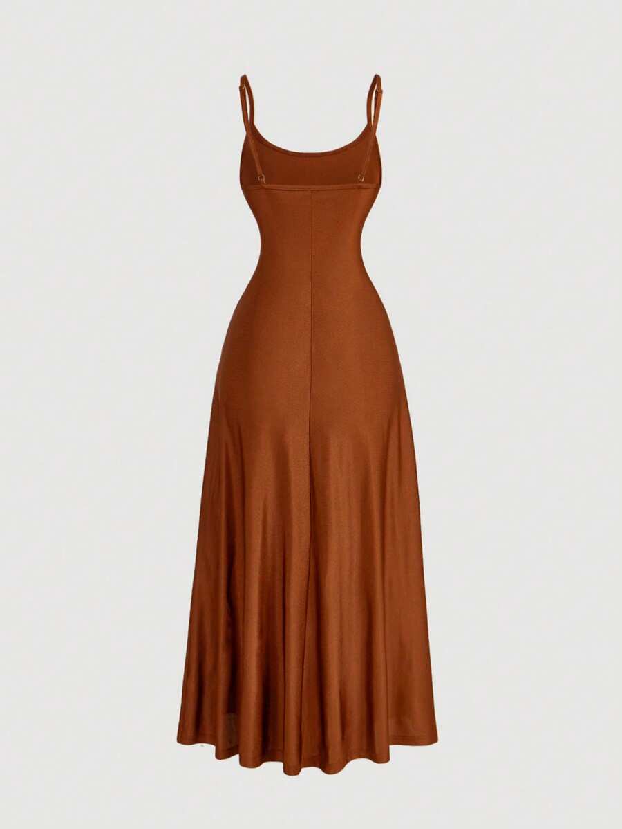 Elegant Solid Color Flared Cami Dress