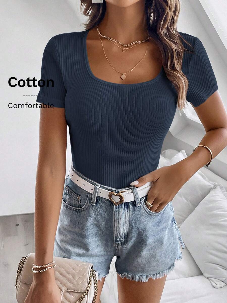 Clasi Ladies round hals eenvoudig mode korte mouw T-shirt, geschikt voor de zomer