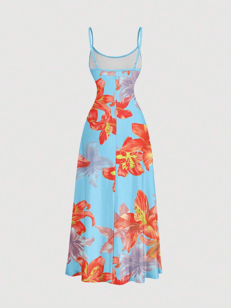 Elegant Solid Color Flared Cami Dress