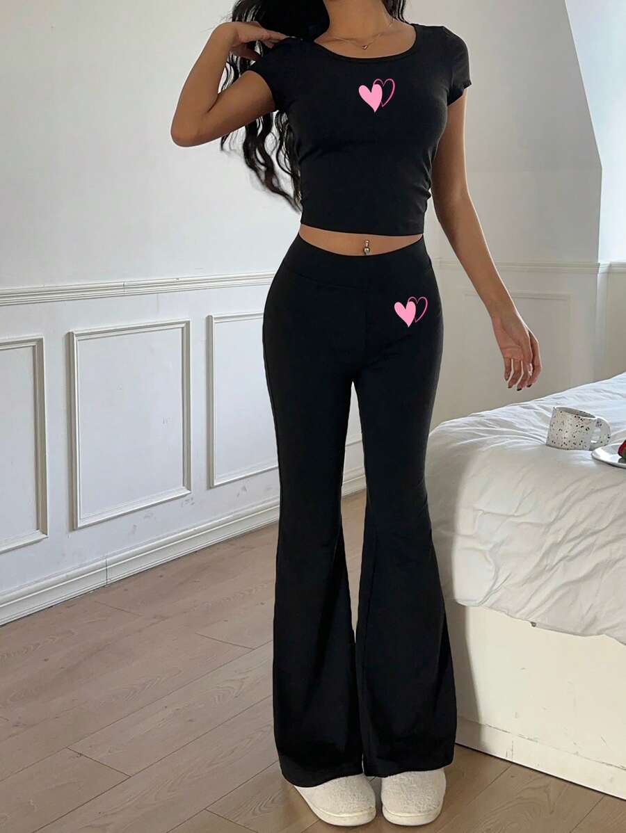 Plain Summer Set – Crop Top and Flowy Pants