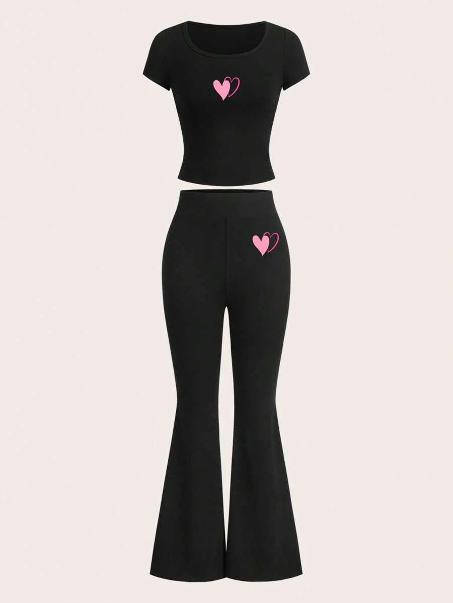 Plain Summer Set – Crop Top and Flowy Pants