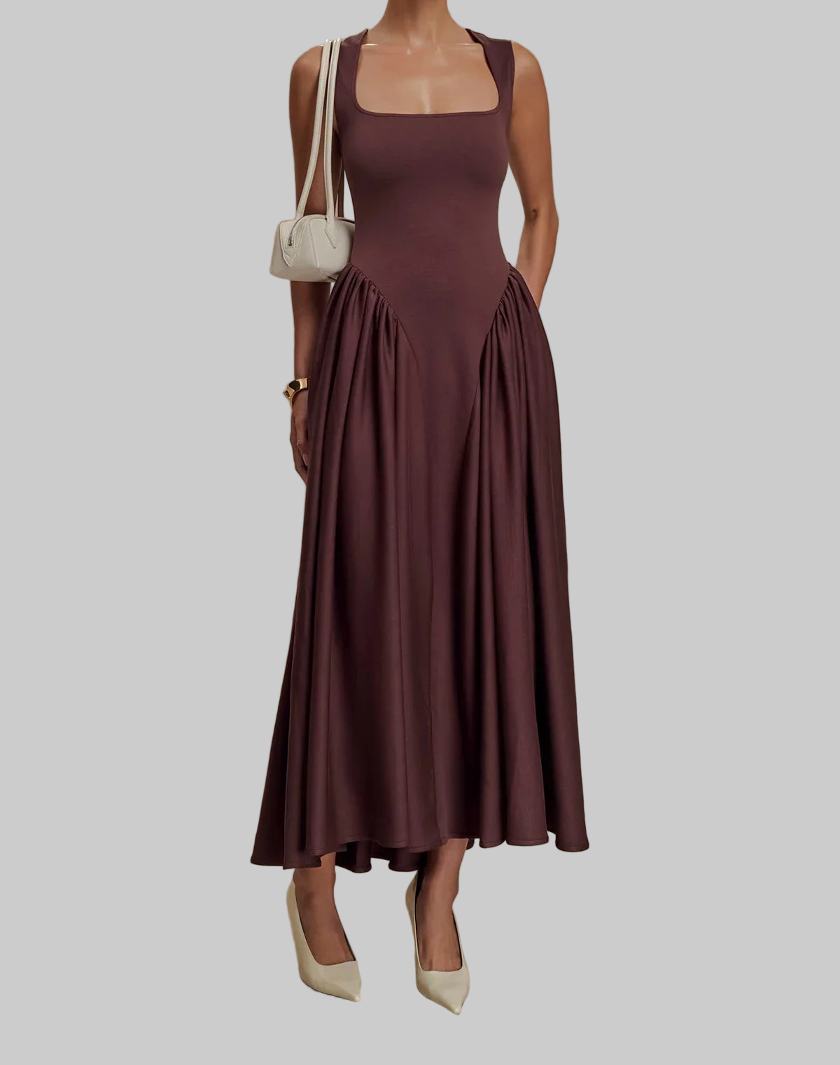 Midi Dress – Elegant Cocoa Brown