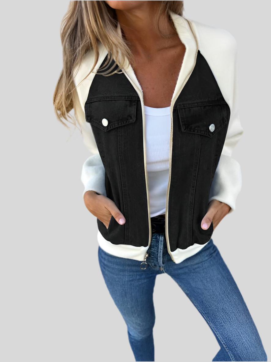 Women's Zip-Up Jacket – Casual V-Neck