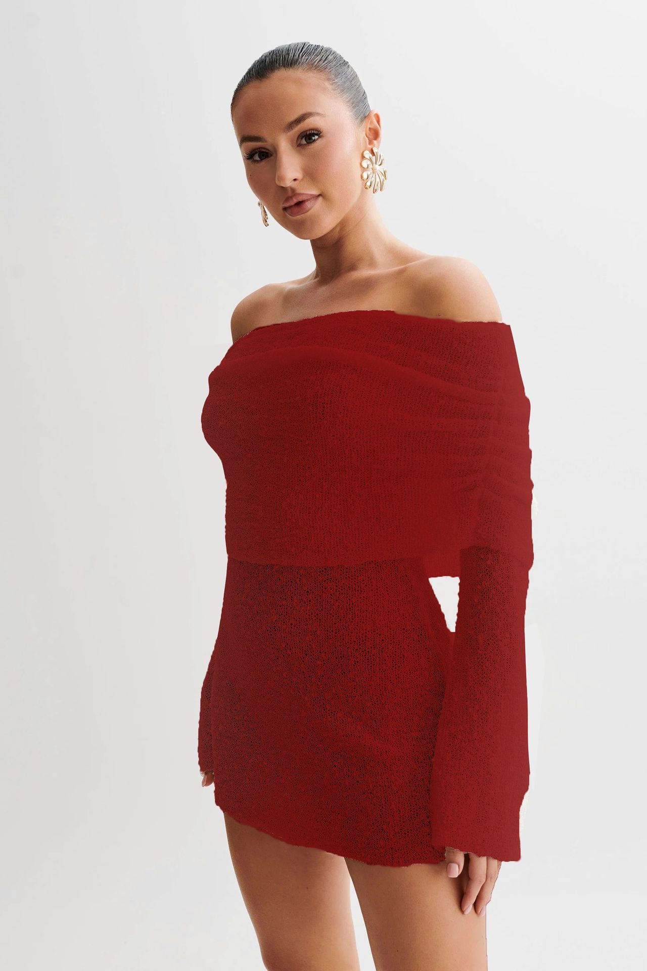 Off-the-Shoulder Knitted Sweater Dress – Spring Elegance