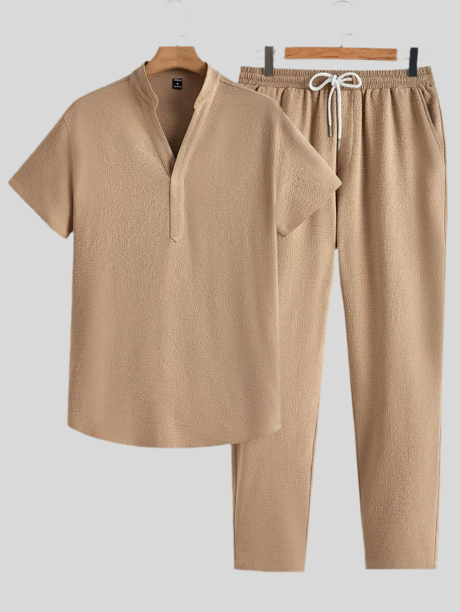 Men's Summer Set – Textured Top & Shorts