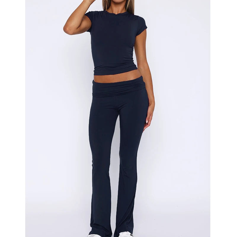 Women's Summer Crop Top & Leggings Set