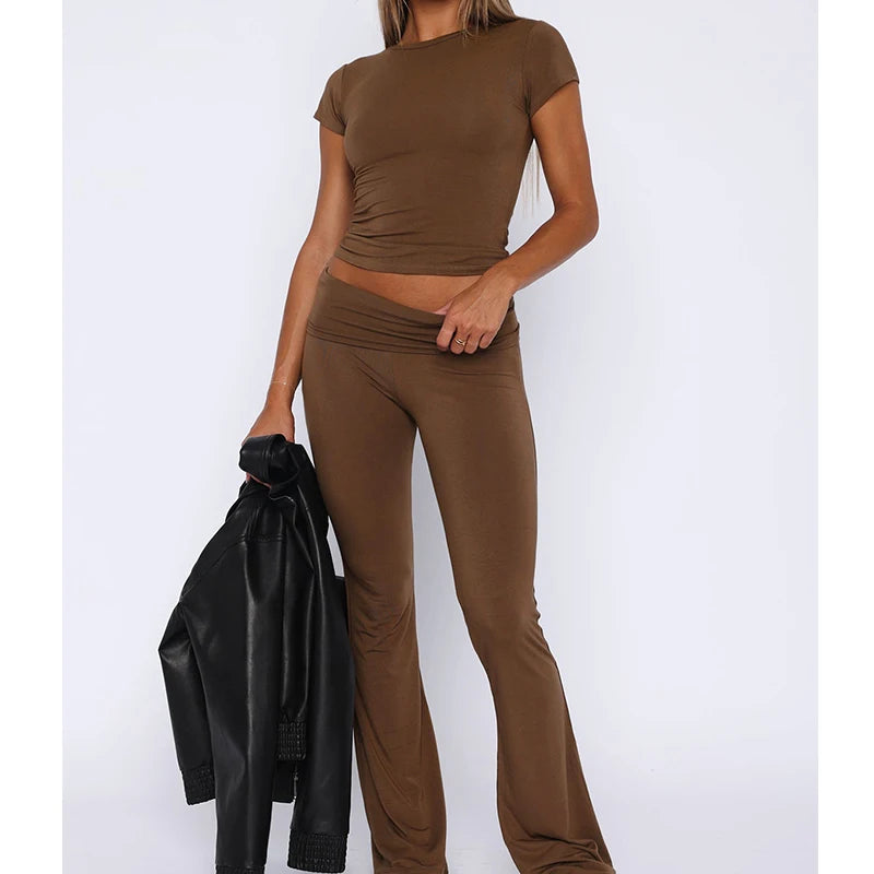 Women's Summer Crop Top & Leggings Set