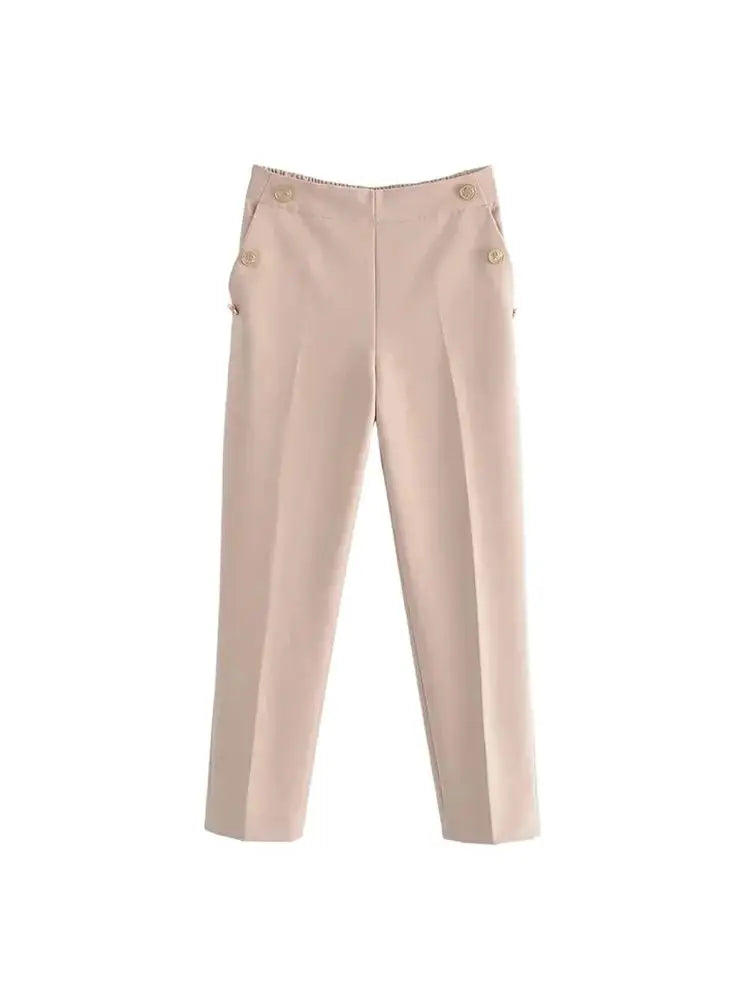 Vintage Women's Trousers – Metal Buttons & High Waist