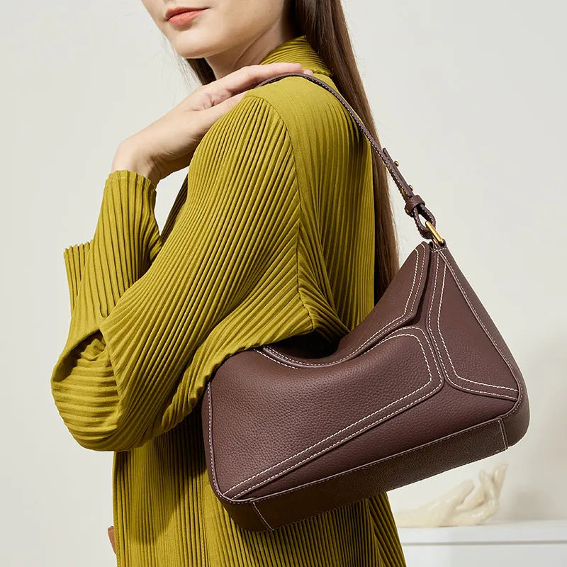 Modieuze damestas Echt leer Geometrie Ontwerp Luxe schoudertassen Koeienhuid Dames Flap Crossbody Tas Vrouwelijke handtassen