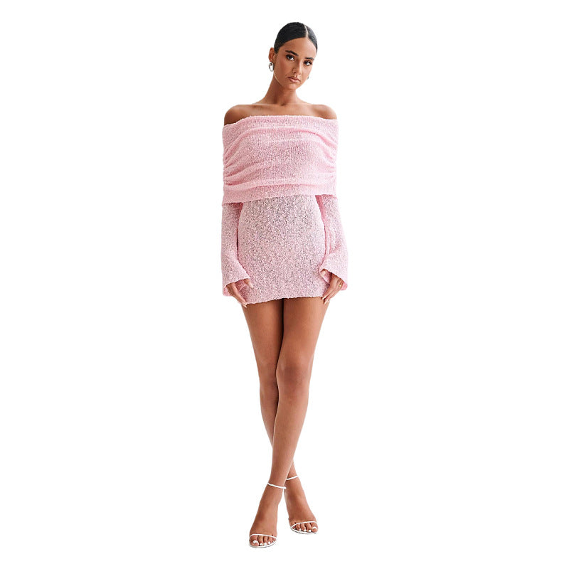 Off-the-Shoulder Knitted Sweater Dress – Spring Elegance